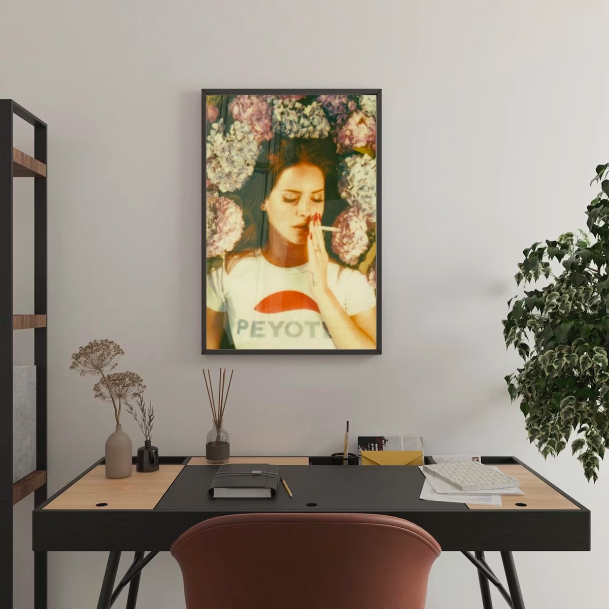 Foto 1 | Lana Del Rey Cuadro Poster Vintage Peyote Marco De Madera