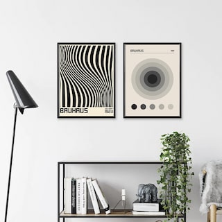Foto 2 | Set 2 Cuadros Bauhaus Blanco Y Negro Ecléctico Marco Madera