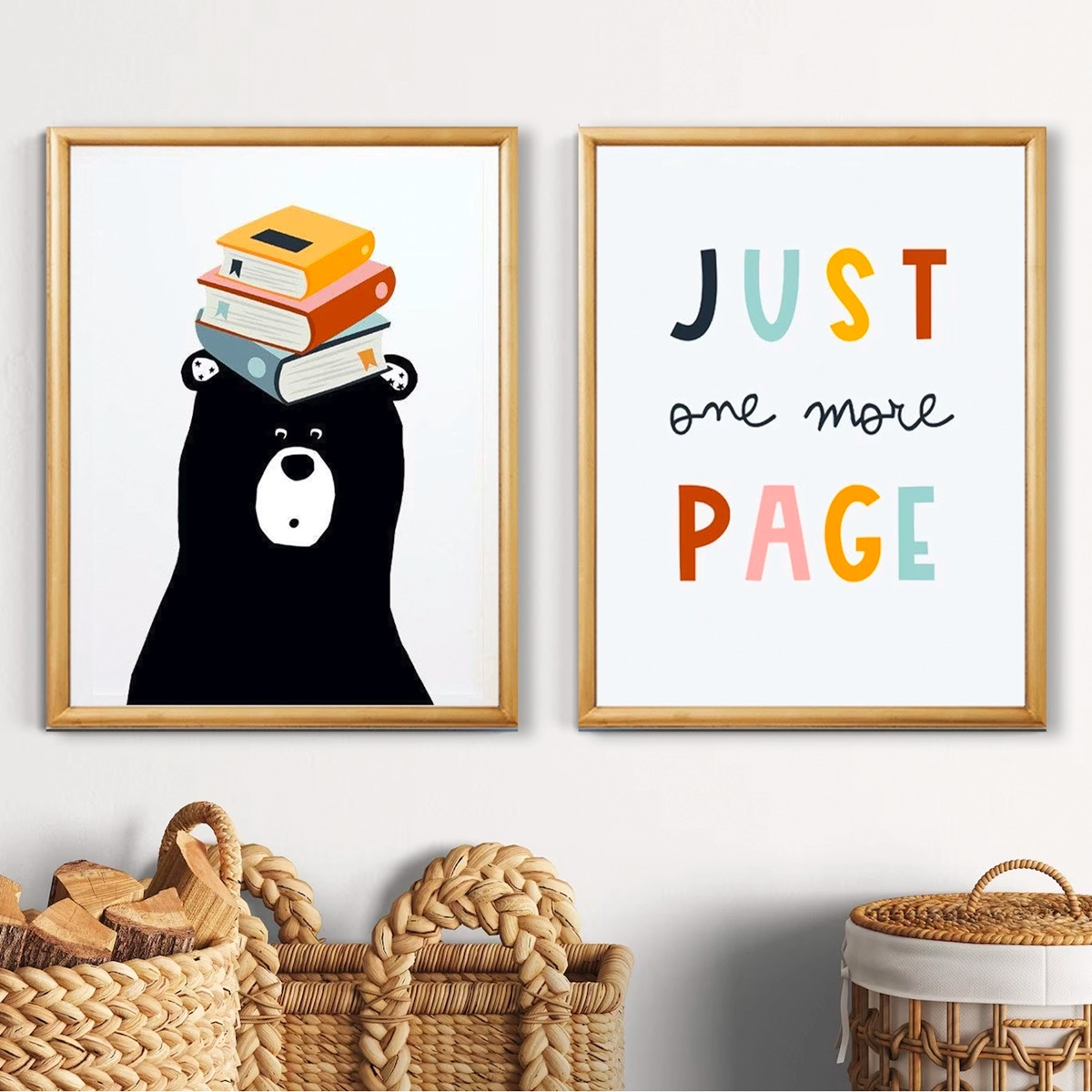 Foto 2 | Set Cuadros Osito Libros Niños Niñas Con Marcos De Madera