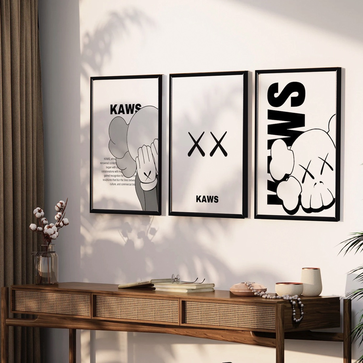 Foto 1 | Set 3 Cuadros Kaws Arte Minimalista Hypebeast Marcos Madera