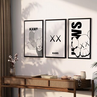 Foto 1 | Set 3 Cuadros Kaws Arte Minimalista Hypebeast Marcos Madera