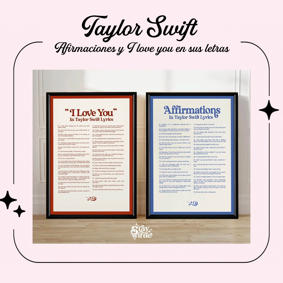 Foto 3 pulgar | Set 2 Cuadros Taylor Swift  Decorativos Con Marco Madera
