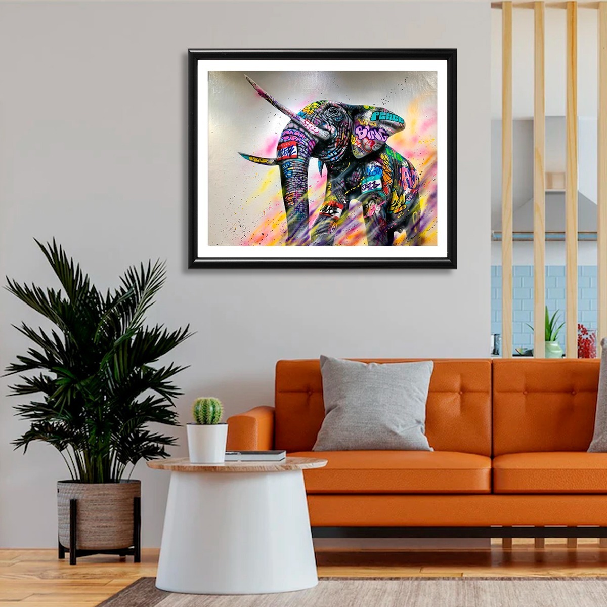 Foto 4 pulgar | Cuadro Decorativo Elefante Grafiti Moderno Elegante Sala Rec