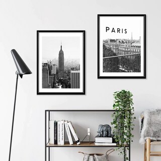 Foto 1 | Set 2 Cuadros Paris Empire State Fotografía Marco Madera