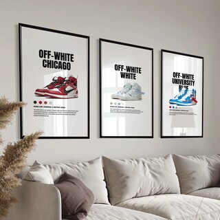 Foto 1 | Set 3 Cuadros Tenis Sneakers Jordan Nike Minimalista C/marco