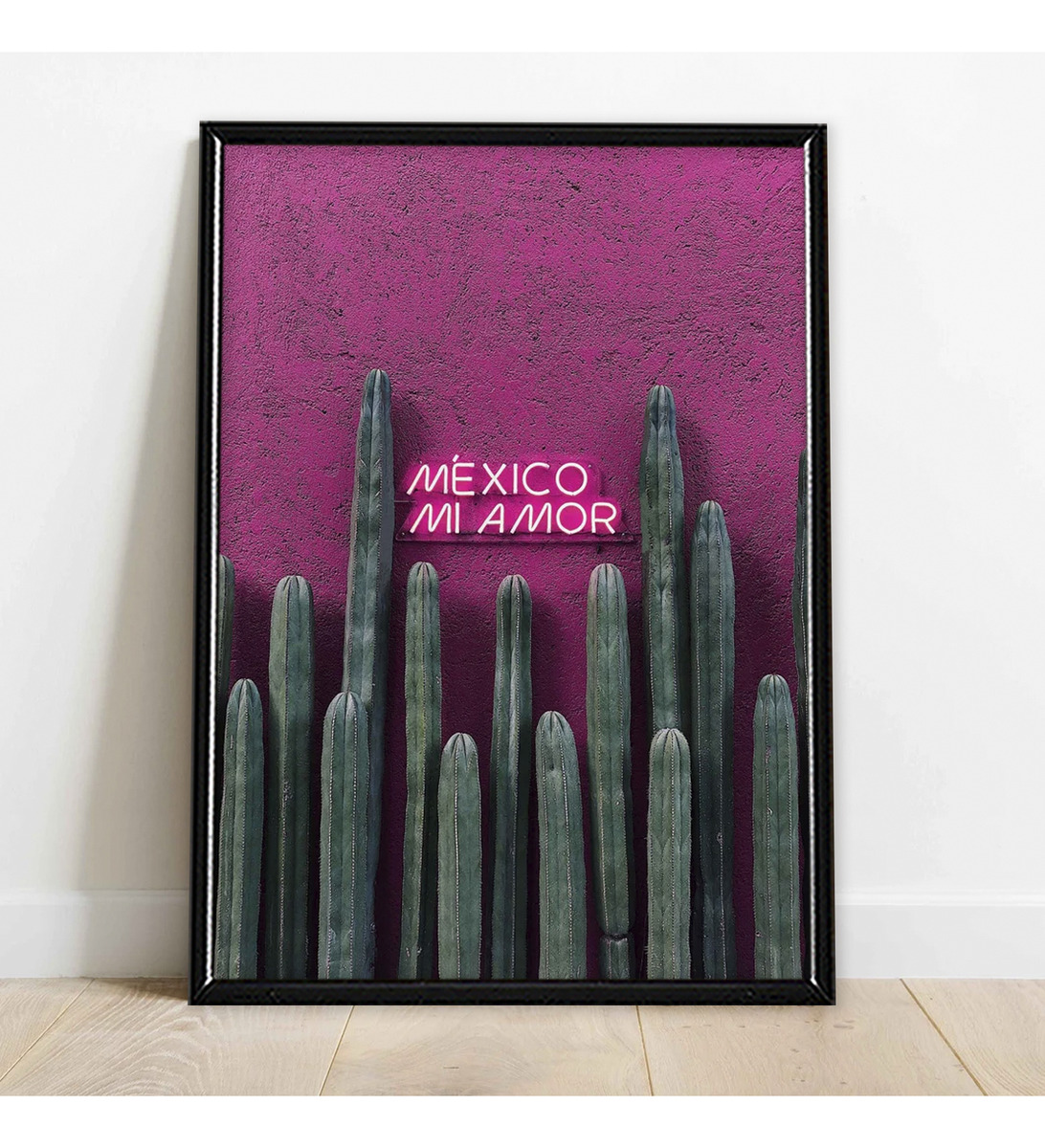 Cuadro México Mi Amor Cactus Viral Foto Con Marco De Madera