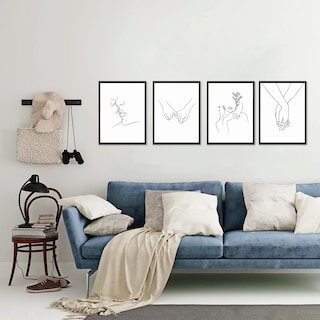 Foto 1 | Set 4 Cuadros Minimalista Modernos Line Art Marcos Madera