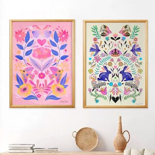 Foto 1 | Set Cuadros Folclor México Colorido Flores Boho Marco Madera