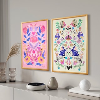 Foto 2 | Set Cuadros Folclor México Colorido Flores Boho Marco Madera