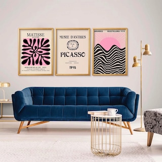 Foto 1 | Set Cuadros Bauhaus Eclectic Black Pink Museo Marco Madera