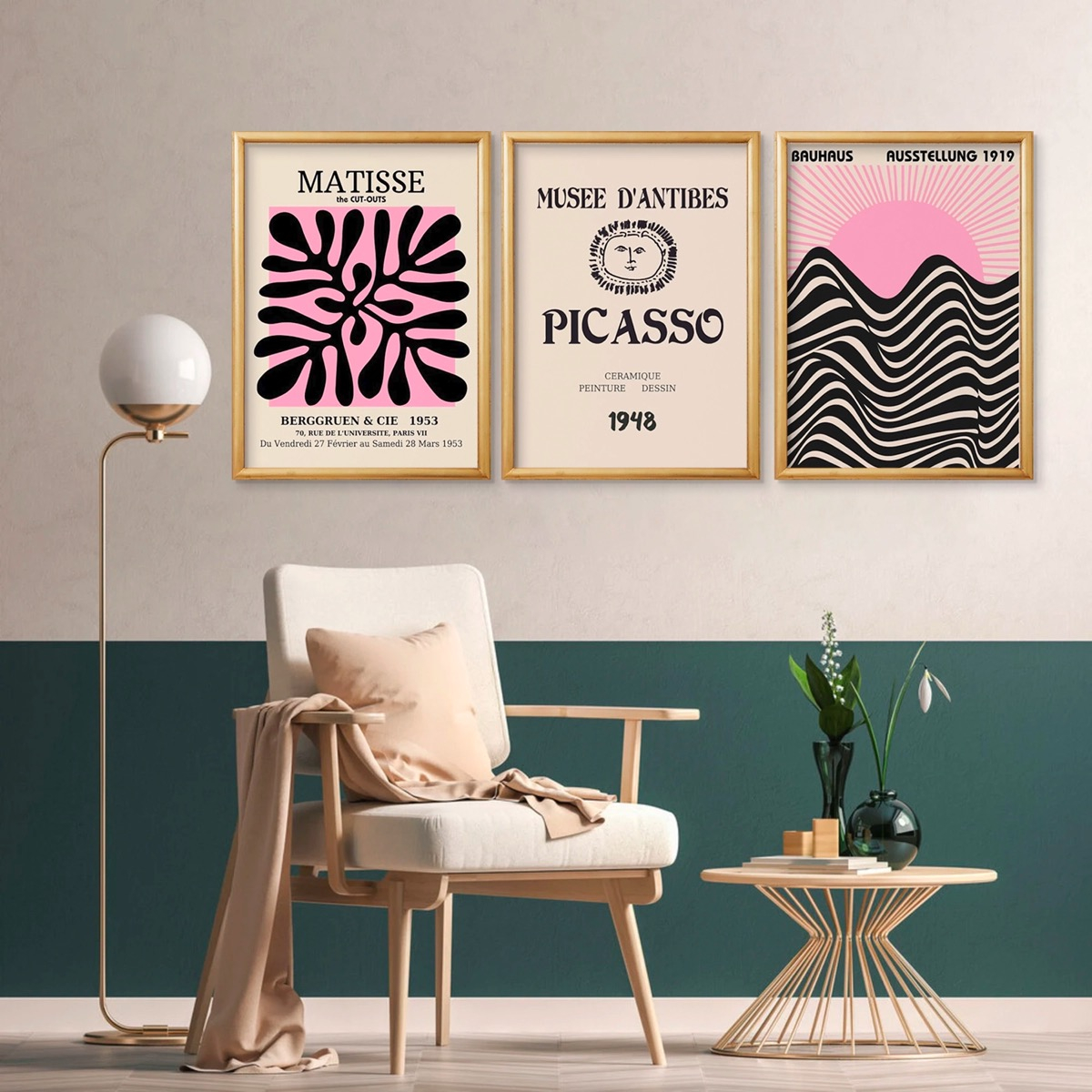 Foto 2 | Set Cuadros Bauhaus Eclectic Black Pink Museo Marco Madera
