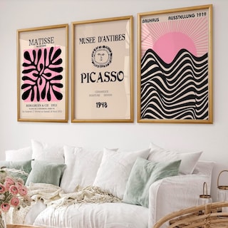 Foto 3 | Set Cuadros Bauhaus Eclectic Black Pink Museo Marco Madera