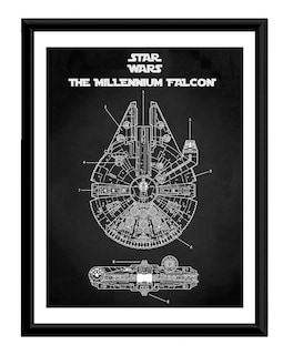 Foto 1 | Cuadro Patente Millenium Falcon Star Wars Marco Negro Poliuretano Poster Laminado Mate Decorativo Materiales De Calidad