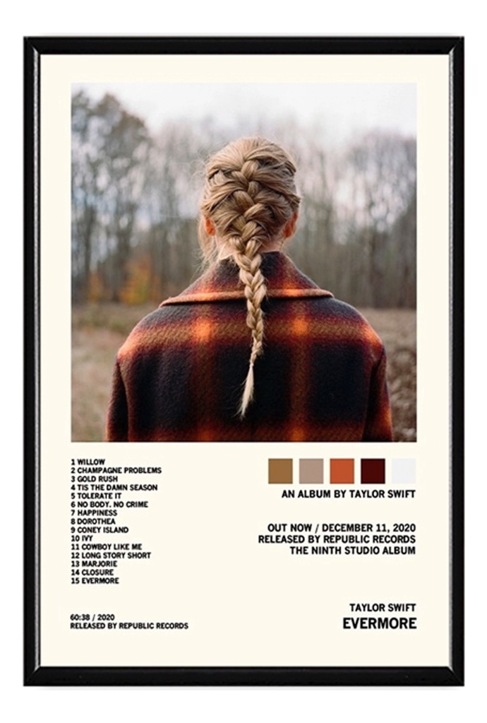 Foto 2 pulgar | Taylor Swift Álbum Music Tracklist Cuadro Con Marco Madera