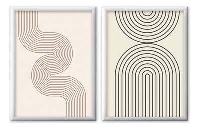 Foto 1 | Set 2 Cuadros Abstractos Moderno Minimailstas Marco Madera