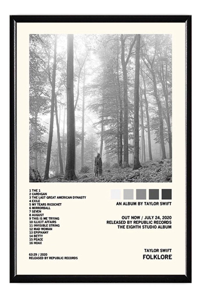 Foto 2 pulgar | Taylor Swift Álbum Music Tracklist Cuadro Con Marco Madera