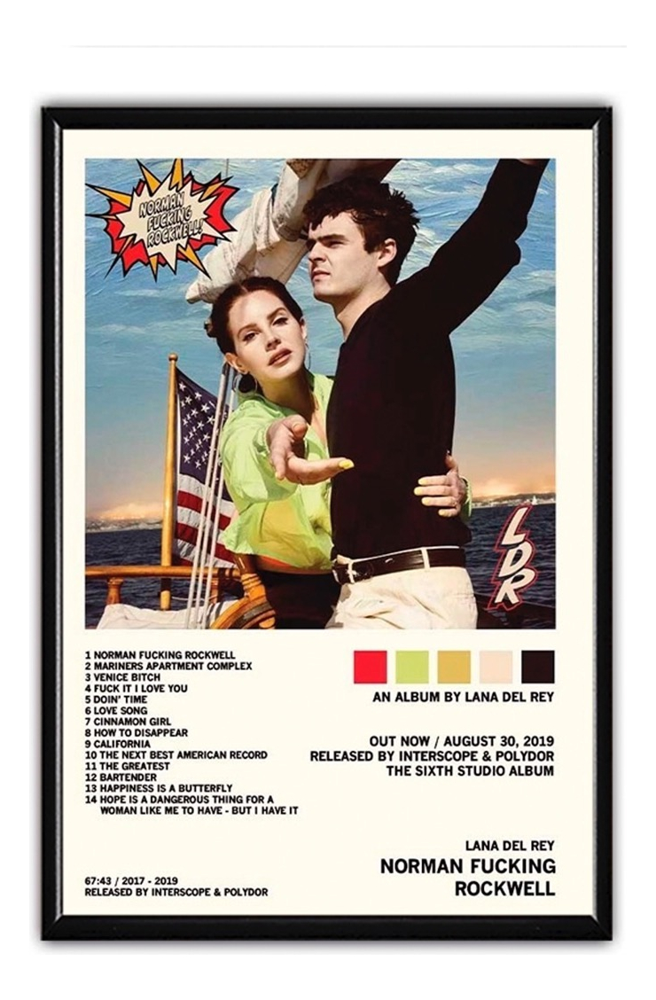 Lana Del Rey Álbum Music Tracklist Cuadro Con Marco Madera