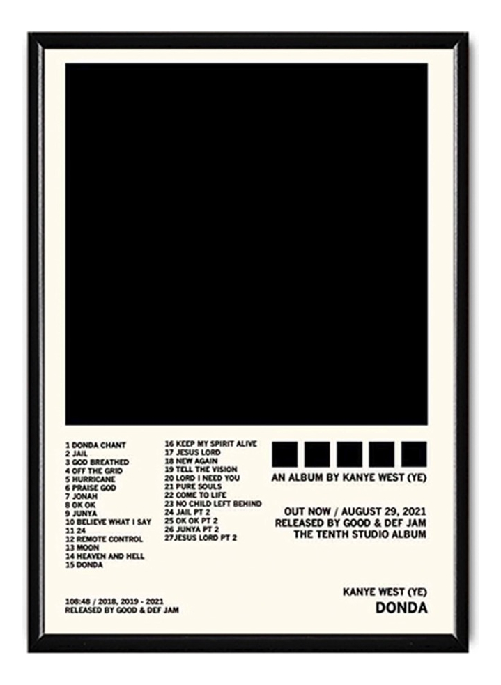 Foto 1 | Kanye West Ye Álbum Music Tracklist Cuadro Con Marco Madera