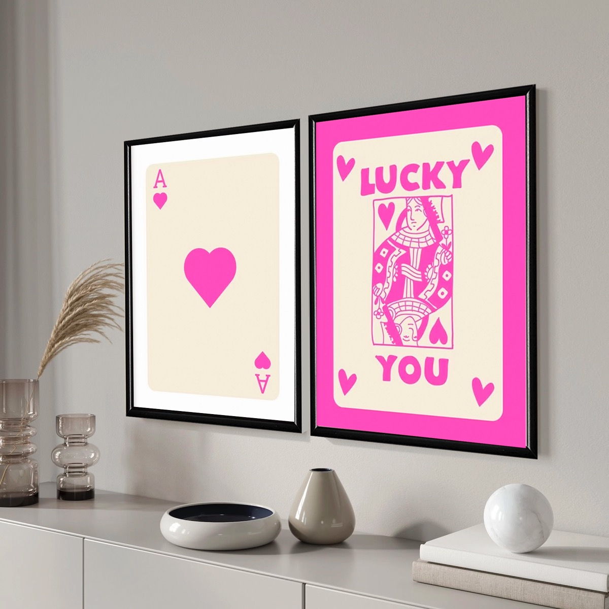 Set Cuadros Modernos Trendy Retro Lucky You Marco Madera