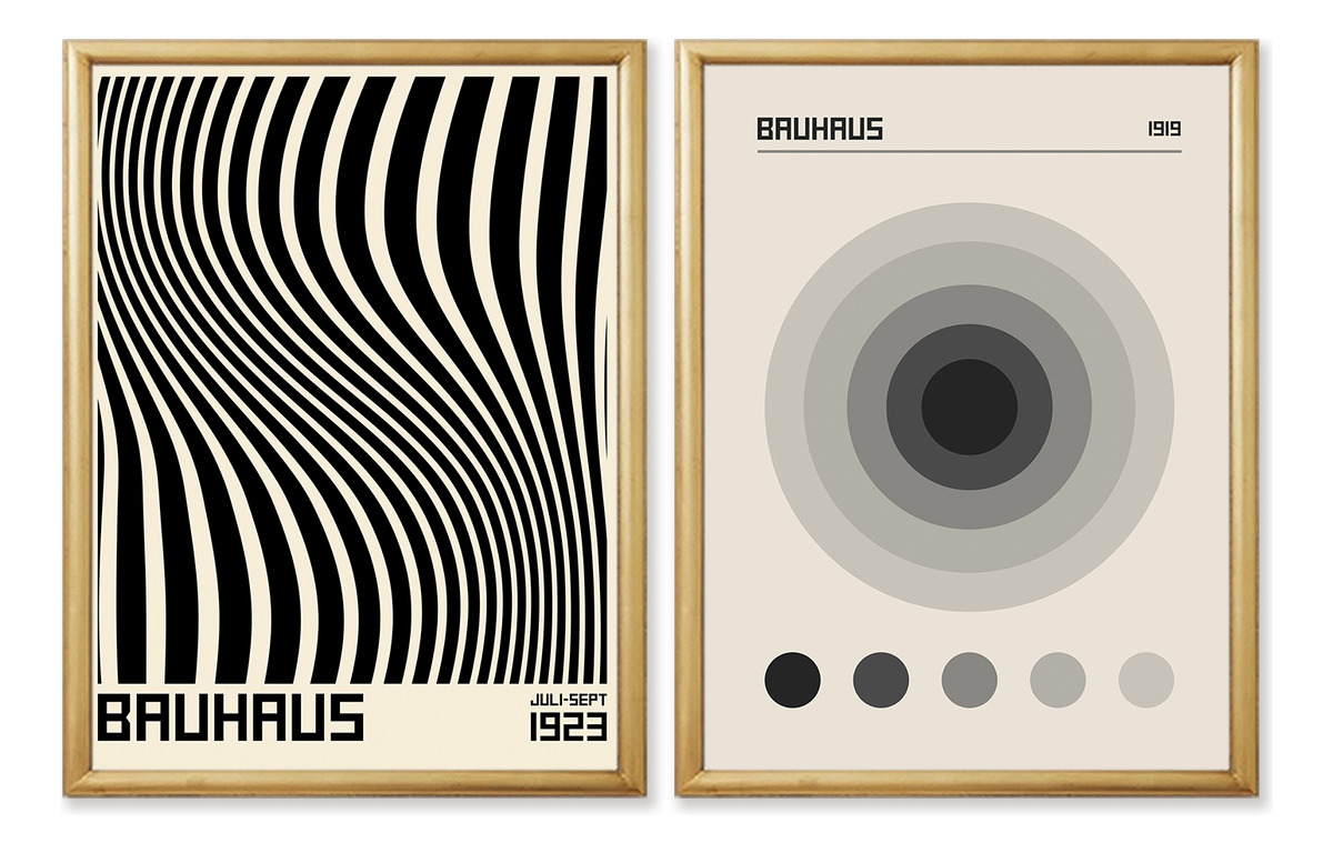 Foto 1 | Set 2 Cuadros Bauhaus Blanco Y Negro Ecléctico Marco Madera