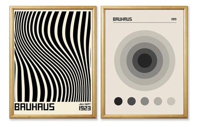 Foto 1 | Set 2 Cuadros Bauhaus Blanco Y Negro Ecléctico Marco Madera