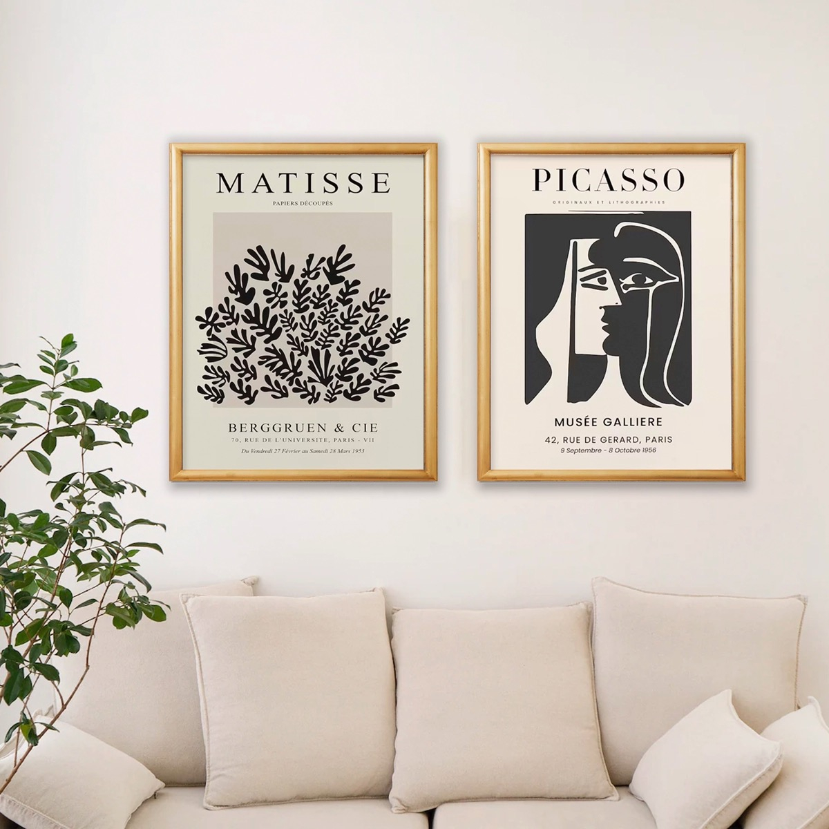 Set 2 Cuadros Matisse Y Picasso Arte Moderno Marco Madera