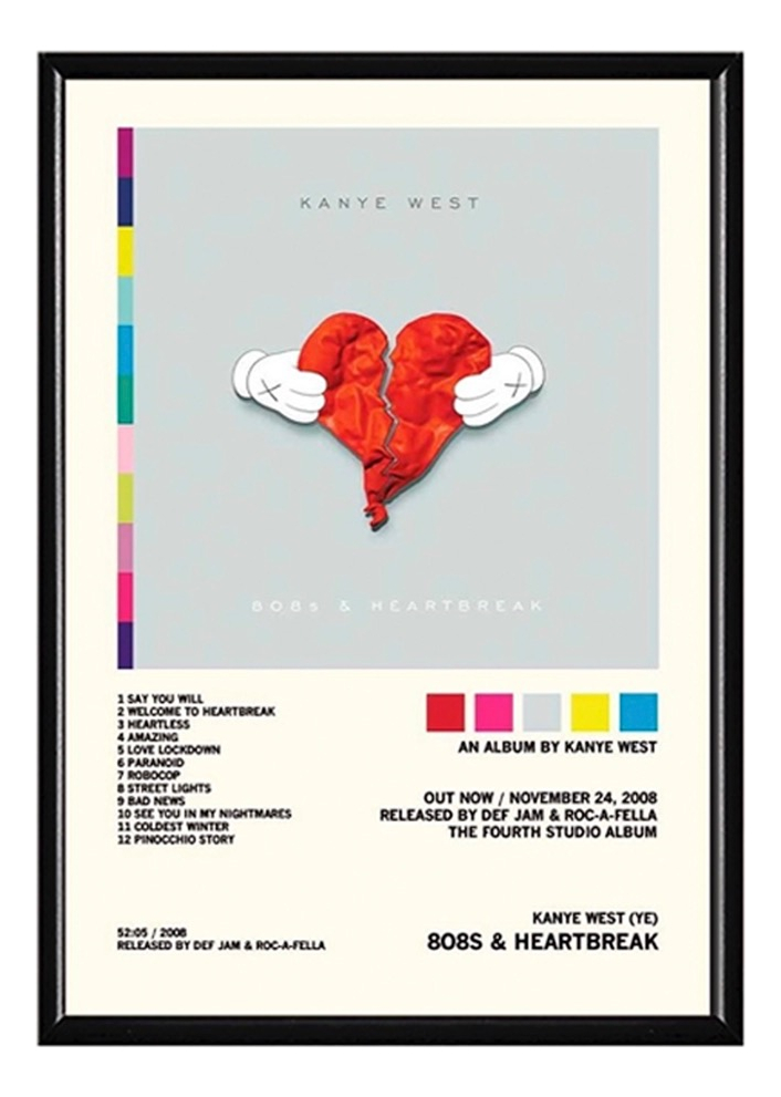 Foto 1 | Kanye West Ye Álbum Music Tracklist Cuadro Con Marco Madera