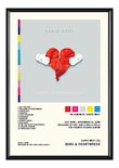 Kanye West Ye Álbum Music Tracklist Cuadro Con Marco Madera
