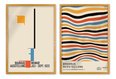 Foto 1 | Set 2 Cuadros Bauhaus Moderno Minimailstas Marco Madera