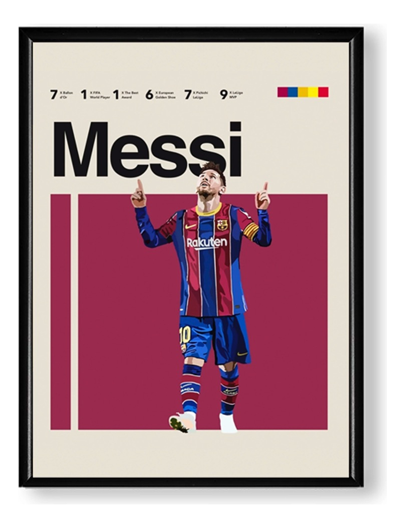 Messi Ronaldo Neymar Y Más Jugadores  Fútbol Cuadros C/marco Color Messi Colors
