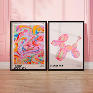 Foto 1 | Set 2 Cuadros Trendy Holographic 70s Aesthetic Pastel Madera