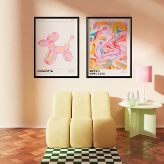 Foto 2 | Set 2 Cuadros Trendy Holographic 70s Aesthetic Pastel Madera