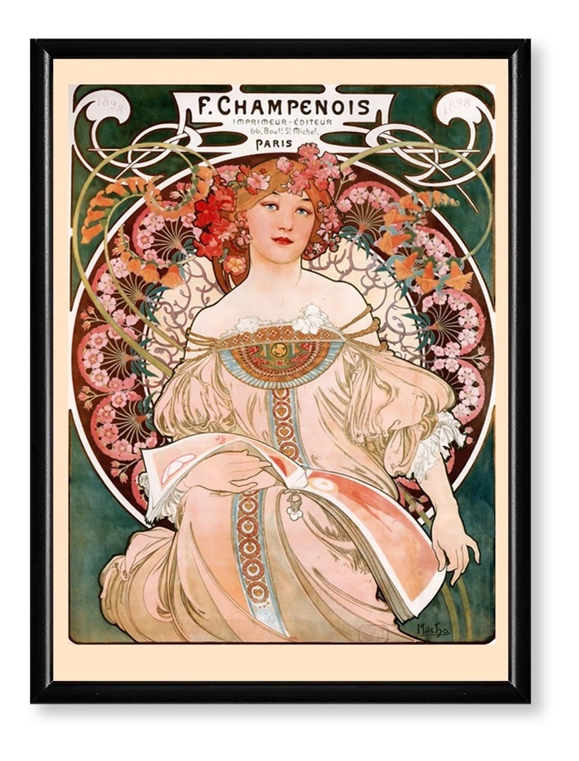 Cuadros Marco Madera Posters Art Nouveau Vintage Mujeres