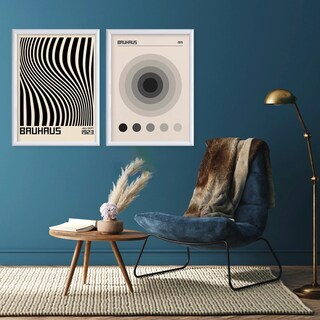 Foto 1 | Set 2 Cuadros Bauhaus Blanco Y Negro Ecléctico Marco Madera