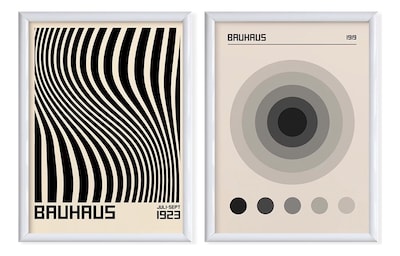Foto 2 | Set 2 Cuadros Bauhaus Blanco Y Negro Ecléctico Marco Madera