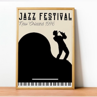 Foto 1 | Cuadros Jazz Music Moderno Poster Festival Con Marco Madera