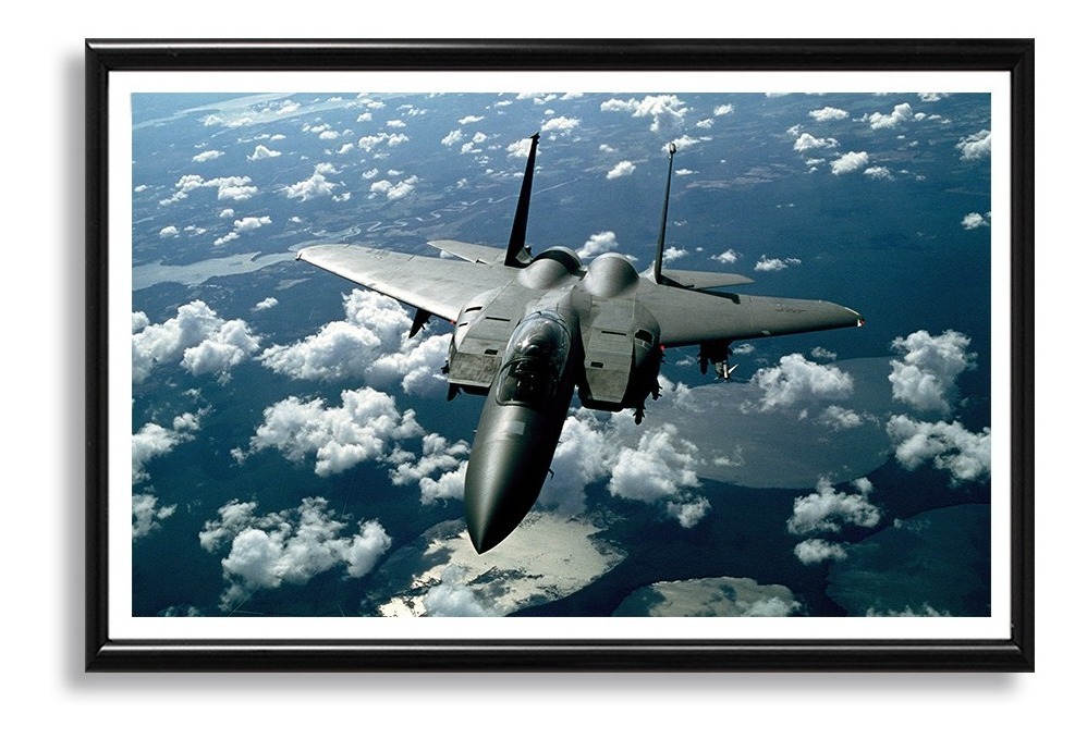 Foto 1 | Cuadro Decorativo Avión De Caza Guerra Marco Negro De Madera