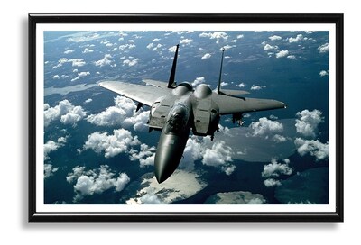 Foto 1 | Cuadro Decorativo Avión De Caza Guerra Marco Negro De Madera
