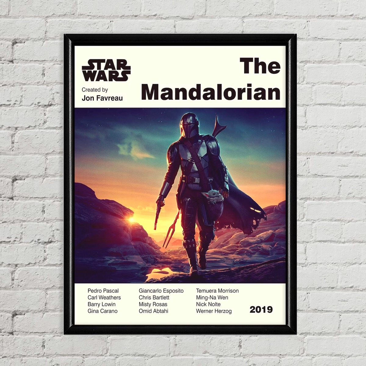 Cuadros Películas Star Wars Retro Mandalorian Marco Madera