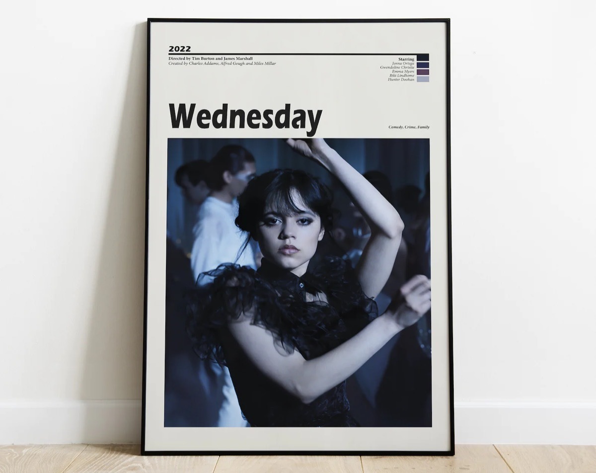 Foto 2 pulgar | Merlina Wednesday Addams Baile Dancing Poster Cuadro Madera
