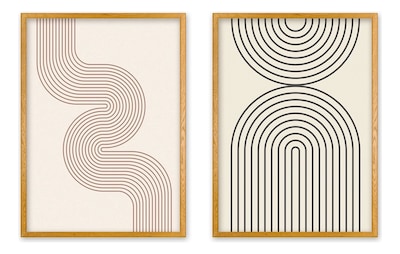 Foto 1 | Set 2 Cuadros Abstractos Moderno Minimailstas Marco Madera