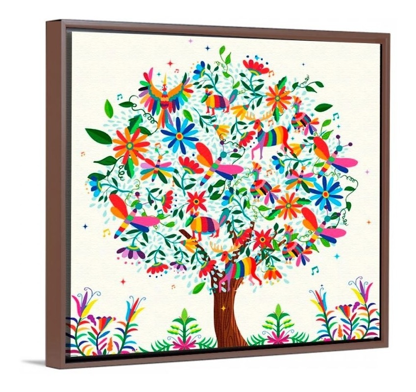 Foto 2 pulgar | Cuadro Arbol La Vida Arte Mexicano Canvas C/ Marco Flotado