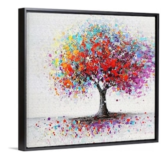 Foto 1 | Cuadro Canvas Arbol Colores Con Marco Flotante Plata