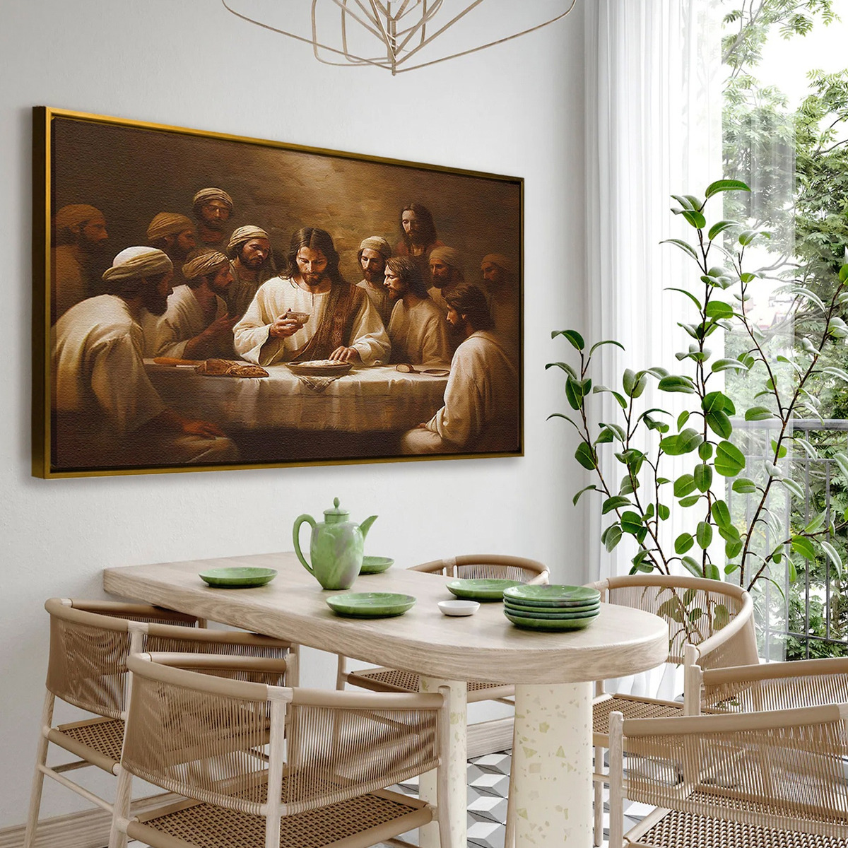 Cuadro Canvas Ultima Cena Con Marco Flotante 120x80
