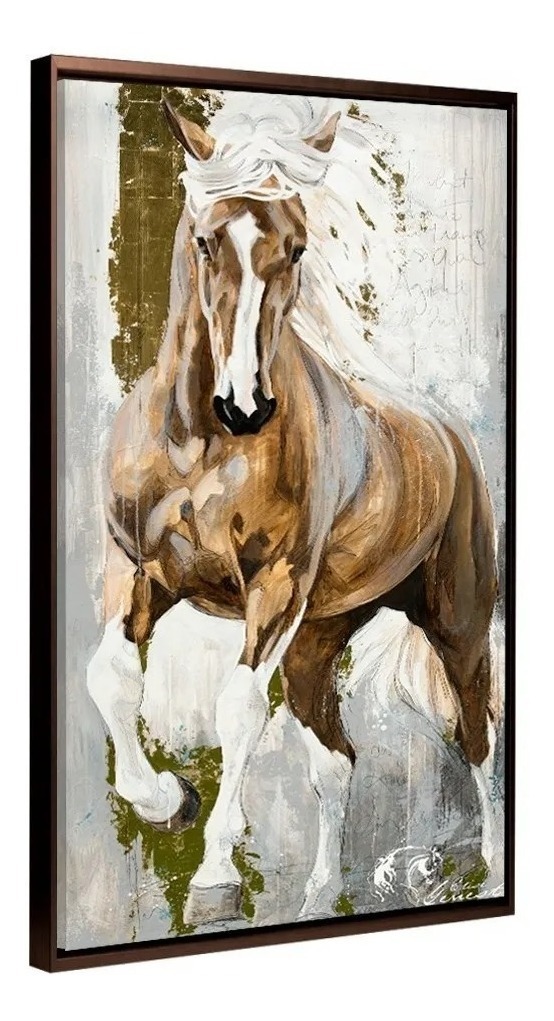 Foto 2 pulgar | Cuadro Caballo Abstracto Decorativo En Lienzo Canvas C/marco