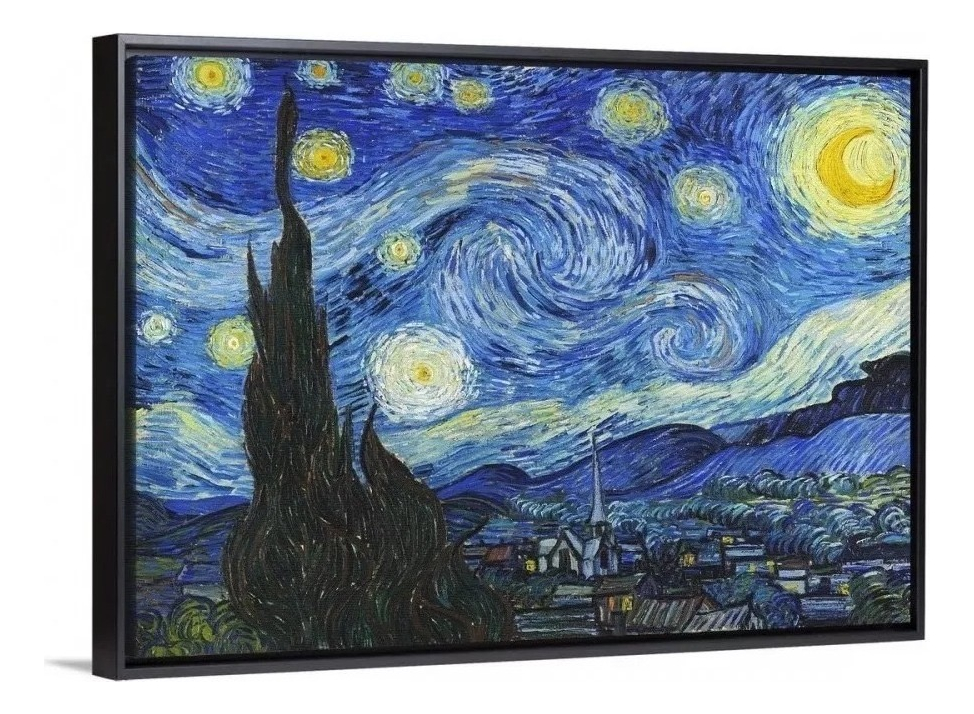 Foto 2 pulgar | Canvas Cuadro Noche Estrellada Con Marco Flotante  73x92cm