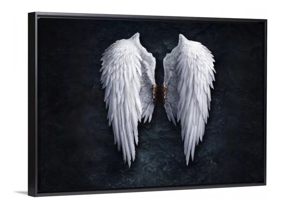 Foto 2 pulgar | Cuadro Canvas Alas Angel 60x90 Cm C/ Marco Flotante A Elegir
