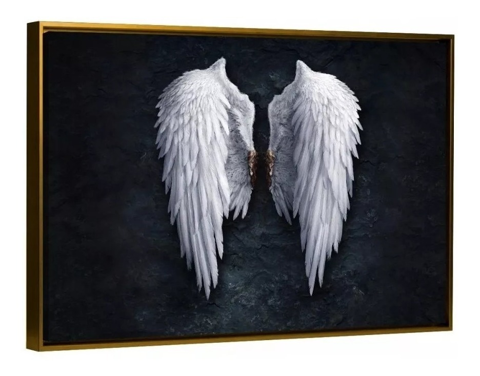Foto 3 pulgar | Cuadro Canvas Alas Angel 60x90 Cm C/ Marco Flotante A Elegir