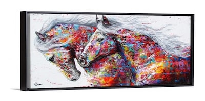 Foto 1 | Cuadro Canvas Caballos Con Marco Flotante Abstracto Colores
