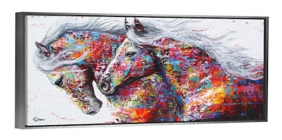 Foto 2 | Cuadro Canvas Caballos Con Marco Flotante Abstracto Colores